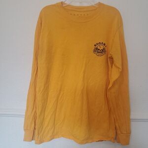 Rebels & Nomads Skull Roses Japanese Kanji front back Gold T-Shirt Long Sleeves